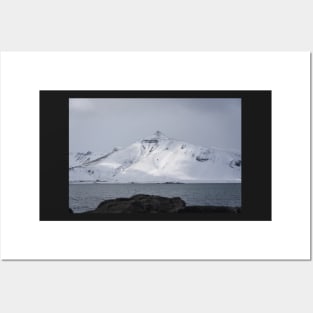 Mountain Covered in Snow in Iceland Photograph Posters and Art